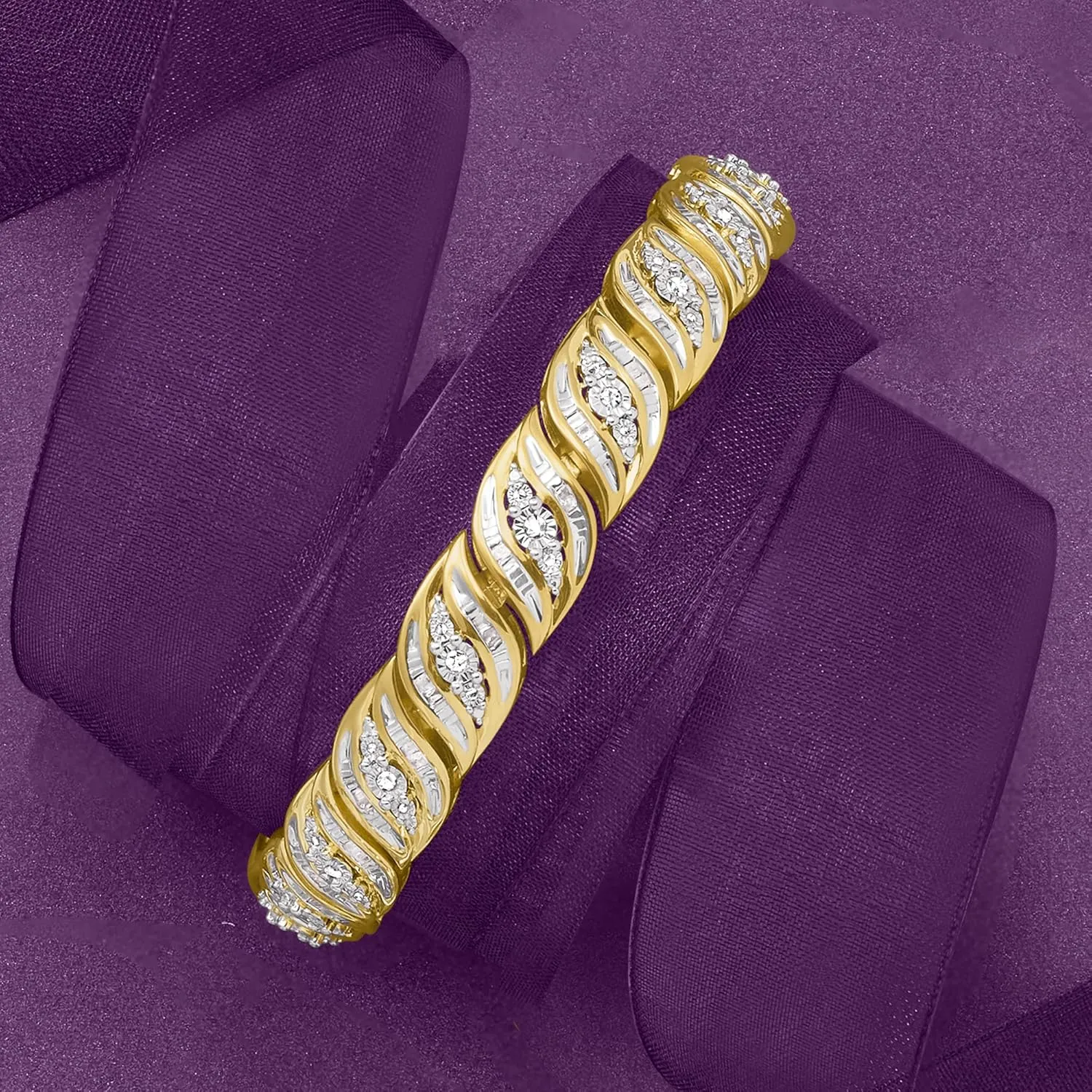 Ross-Simons 1.00 ct. t.w. Diamond Bracelet in 18kt Gold Over Sterling