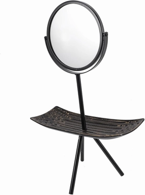 Rotating Makeup Mirror Vintage Design with Jewelry Storage Perfect for Bedroom