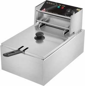 ROVSUN 11.4QT Electric Deep Fryer w/Basket & Lid, 2500W Commercial Countertop Kitchen Frying Machine, Temperature Adjustable Stainless Steel French Fryer for French Fries, Onion Rings, Donuts