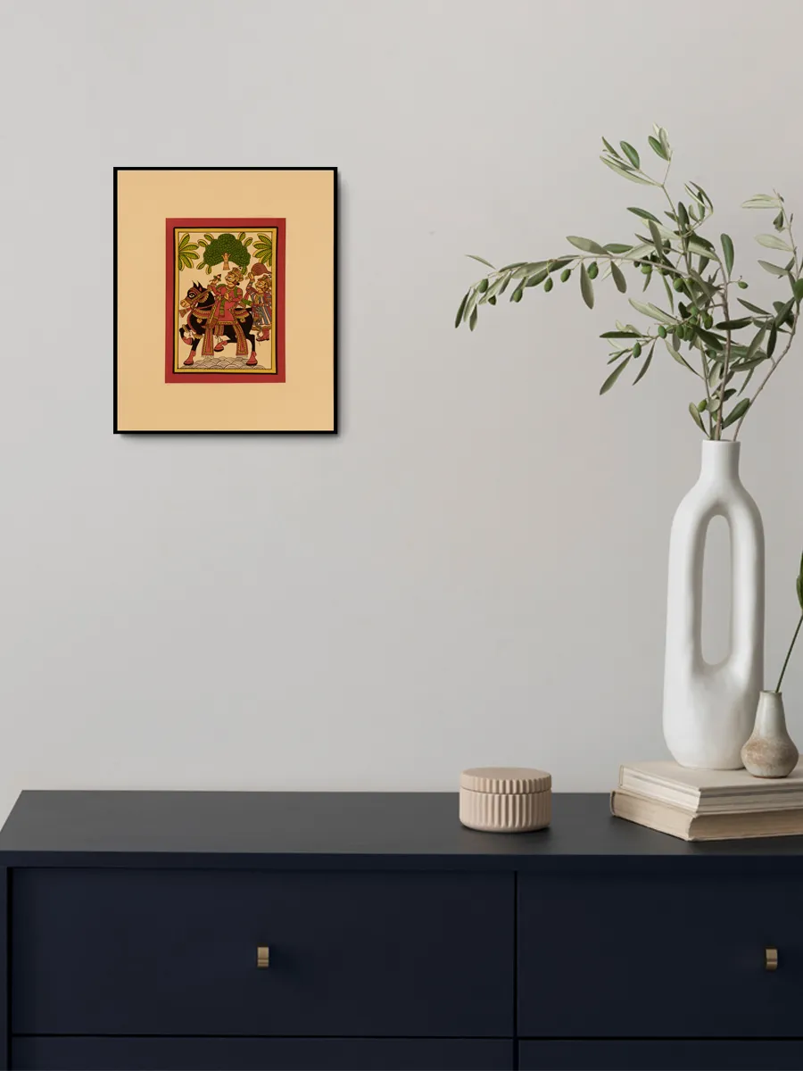 Royal figure seated on a horse: Phad by Kalyan Joshi