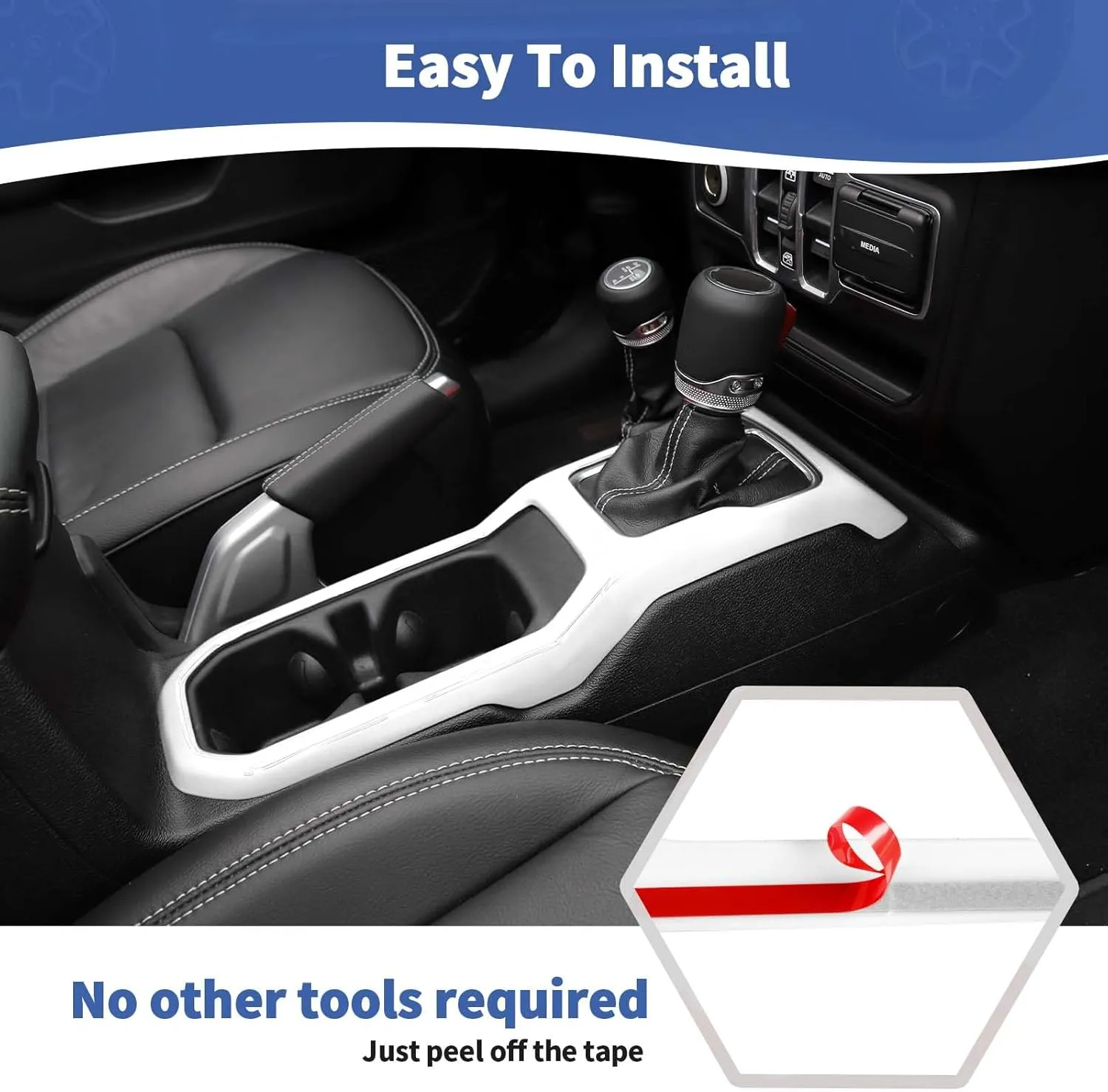 RT-TCZ for Wrangler JL Dash Trim Cover White, Gear Shift Panel Trim Frame for Jeep Wrangler JL JLU Gladiator JT 2018-2023 White Interior Accessories 3pcs