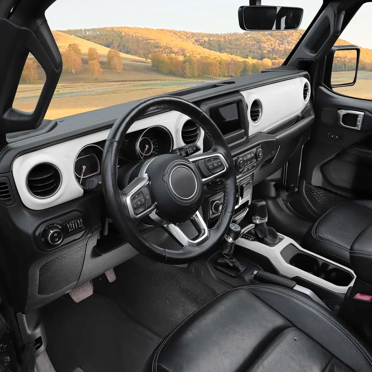 RT-TCZ for Wrangler JL Dash Trim Cover White, Gear Shift Panel Trim Frame for Jeep Wrangler JL JLU Gladiator JT 2018-2023 White Interior Accessories 3pcs