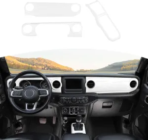 RT-TCZ for Wrangler JL Dash Trim Cover White, Gear Shift Panel Trim Frame for Jeep Wrangler JL JLU Gladiator JT 2018-2023 White Interior Accessories 3pcs