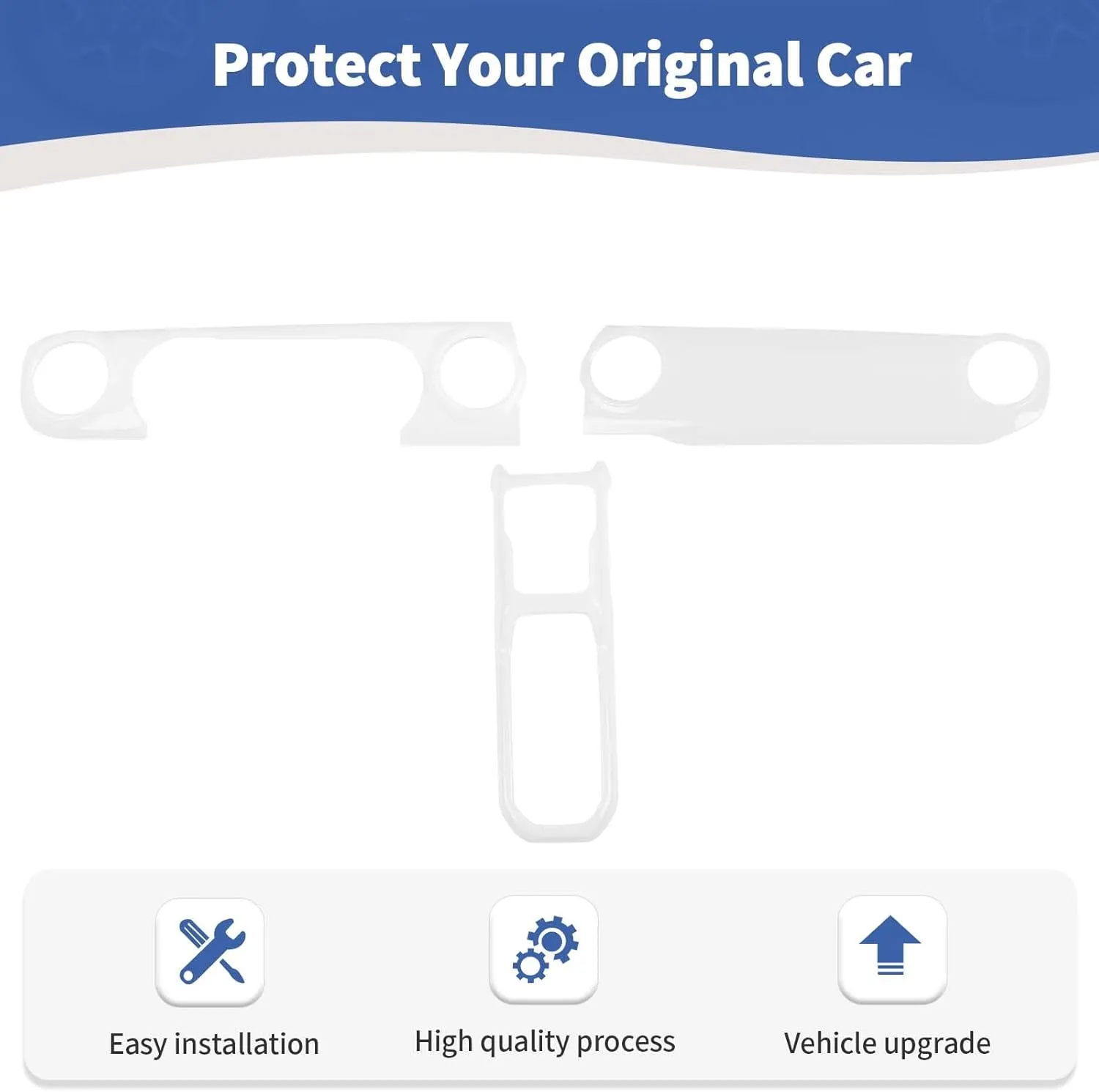 RT-TCZ for Wrangler JL Dash Trim Cover White, Gear Shift Panel Trim Frame for Jeep Wrangler JL JLU Gladiator JT 2018-2023 White Interior Accessories 3pcs