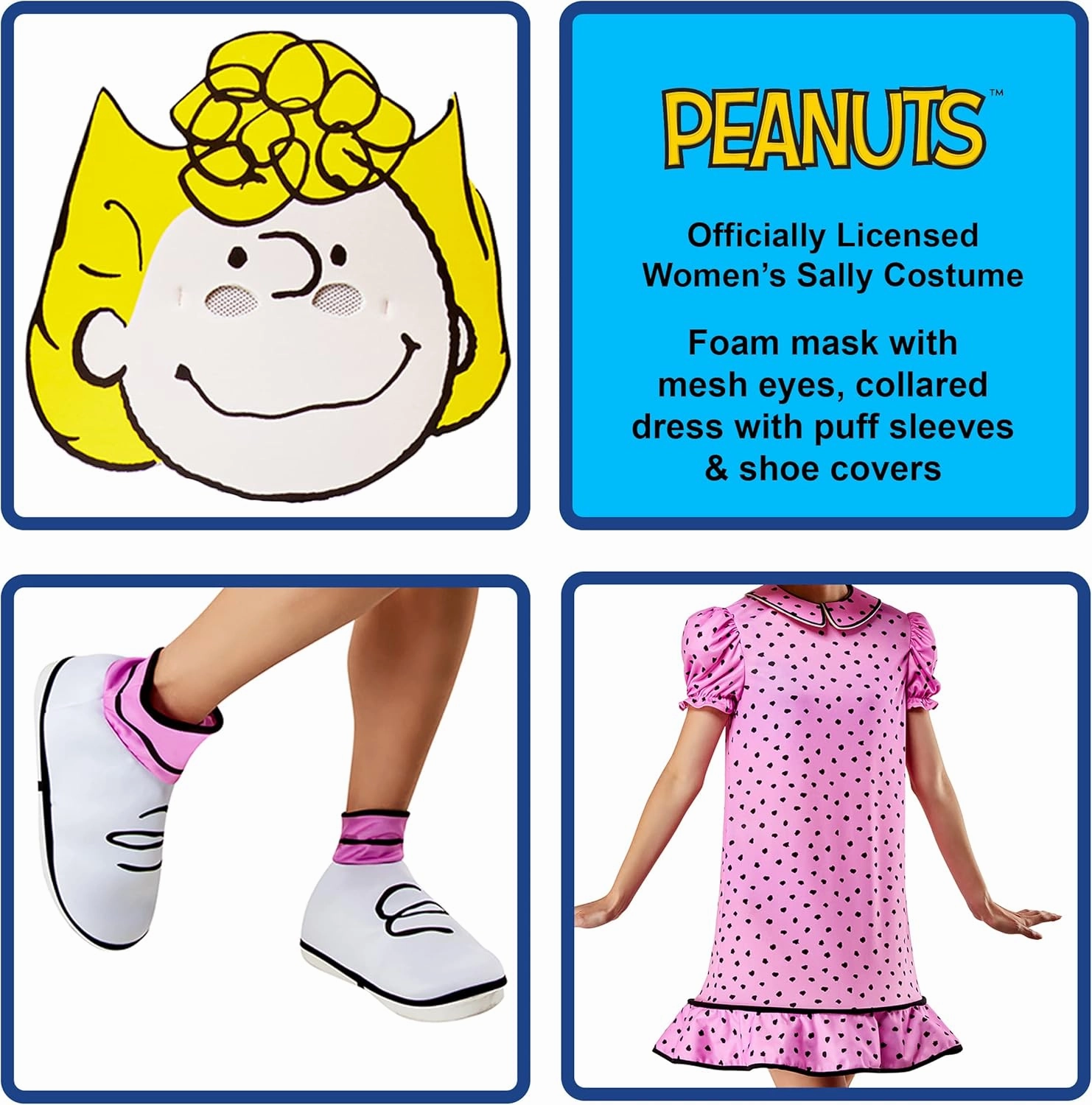 Rubies womens Peanuts Sally Costume Dress and Foam Mask