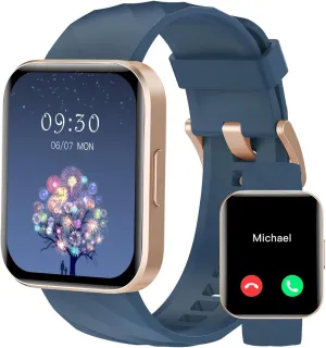 RUIMEN Smart Watches for Women Men (Answer/Make Calls) Compatible with iPhone/Android Phones, 1.85" HD Screen Fitness Tracker Heart Rate Monitor 100  Sports Tracker Watch Waterproof (Blue)