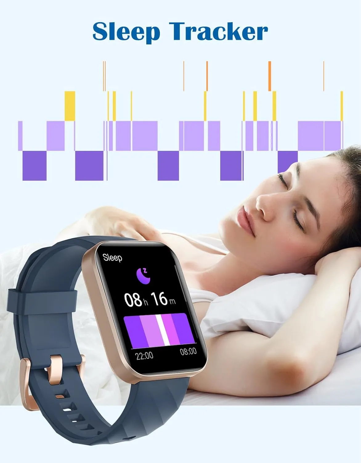 RUIMEN Smart Watches for Women Men (Answer/Make Calls) Compatible with iPhone/Android Phones, 1.85" HD Screen Fitness Tracker Heart Rate Monitor 100  Sports Tracker Watch Waterproof (Blue)