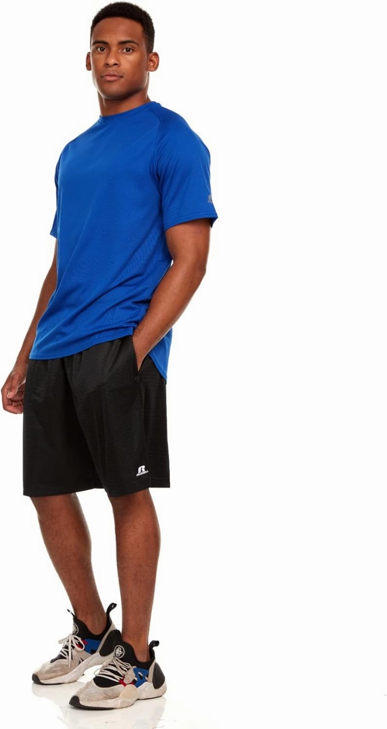 Russell Athletic Men's Active Athletic Dri-Power Loose Fit Short Sleeve Performance T-Shirt Crew Neck Relaxed Fit