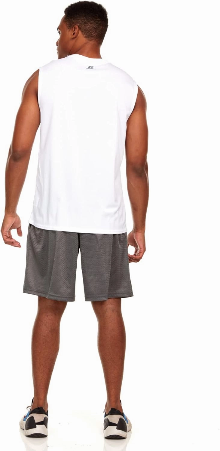 Russell Athletic Mens Dri-Power Fitted Not Tight Muscle Tank Top - Gym, Beach, Running, Basketball Gear
