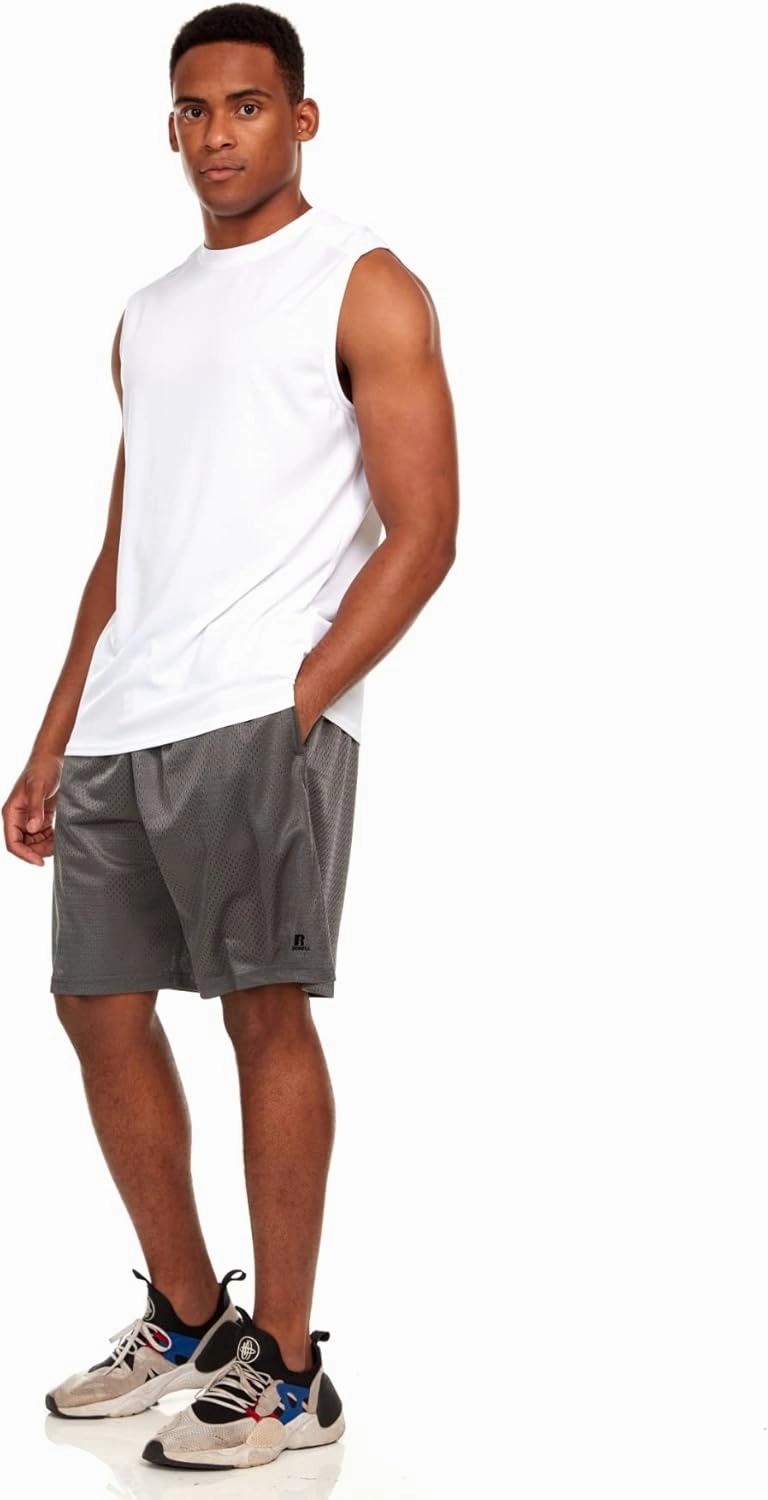 Russell Athletic Mens Dri-Power Fitted Not Tight Muscle Tank Top - Gym, Beach, Running, Basketball Gear