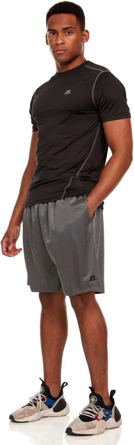 Russell Men's Active Athletic Fitted Not Tight Dri-Power Short Sleeve Performance T-Shirt for Gym, Running