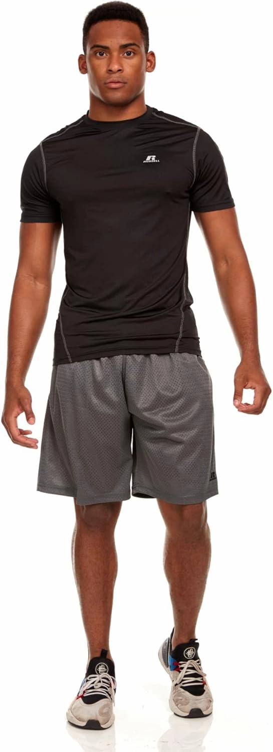 Russell Men's Active Athletic Fitted Not Tight Dri-Power Short Sleeve Performance T-Shirt for Gym, Running