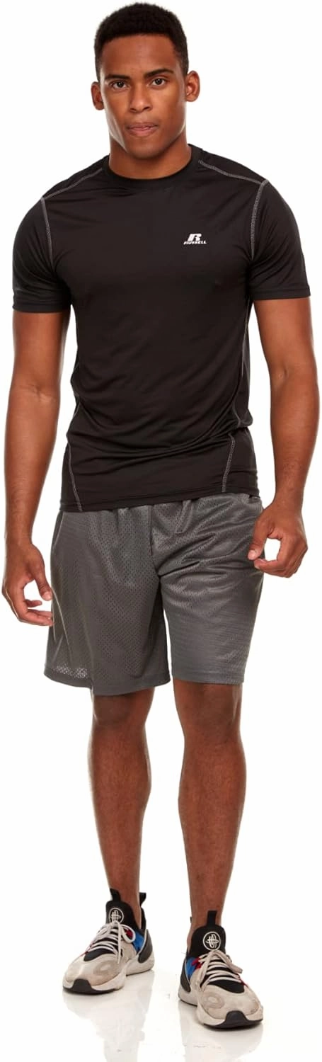 Russell Men's Active Athletic Fitted Not Tight Dri-Power Short Sleeve Performance T-Shirt for Gym, Running