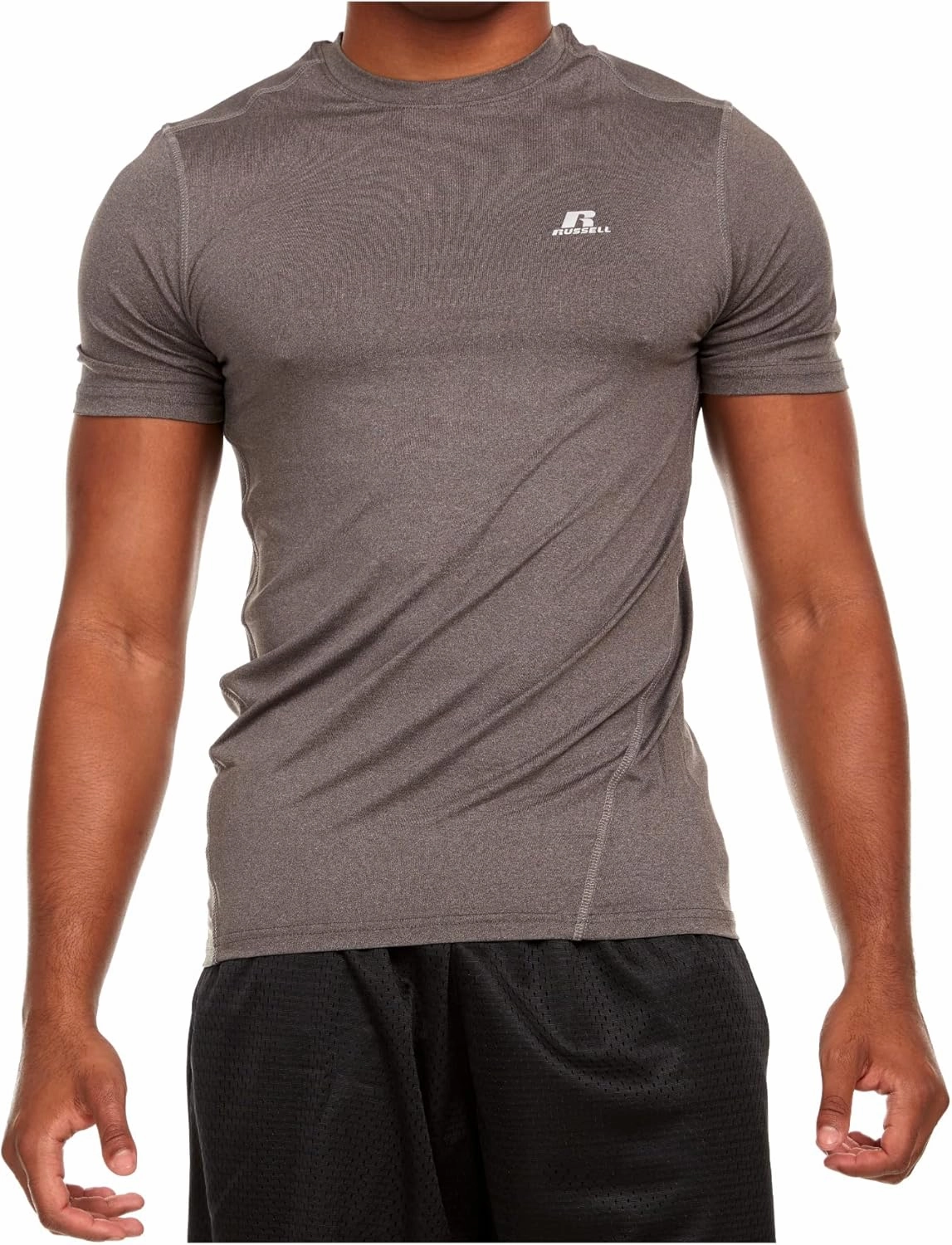 Russell Men's Active Athletic Fitted Not Tight Dri-Power Short Sleeve Performance T-Shirt for Gym, Running