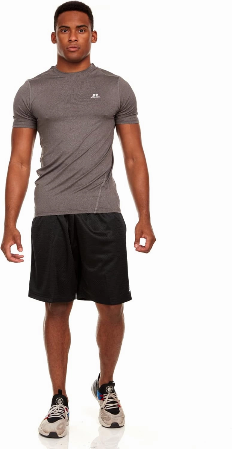 Russell Men's Active Athletic Fitted Not Tight Dri-Power Short Sleeve Performance T-Shirt for Gym, Running