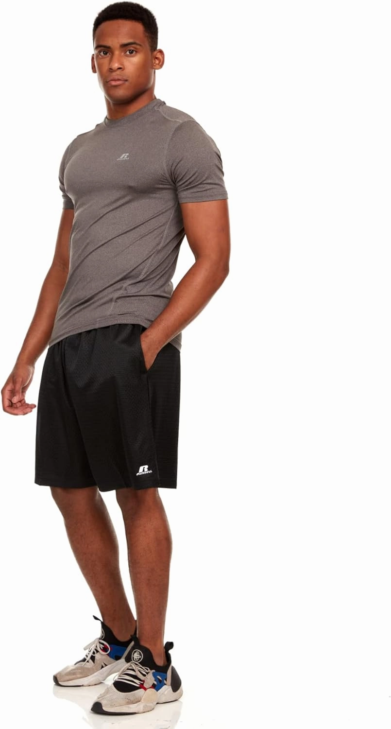 Russell Men's Active Athletic Fitted Not Tight Dri-Power Short Sleeve Performance T-Shirt for Gym, Running