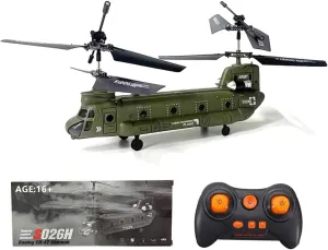 S026H Military-Style Dual-Rotor RC Helicopter, 2.4G 3CH Transport Aircraft with Gyro Stabilization & One-Key Return - RTF