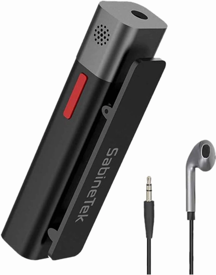 SabineTek Official SmartMike  Ultra-Compact Wireless Bluetooth Microphone Long Distance Audio Recording Noise Reduction Lavalier Mic (14g) (Black)