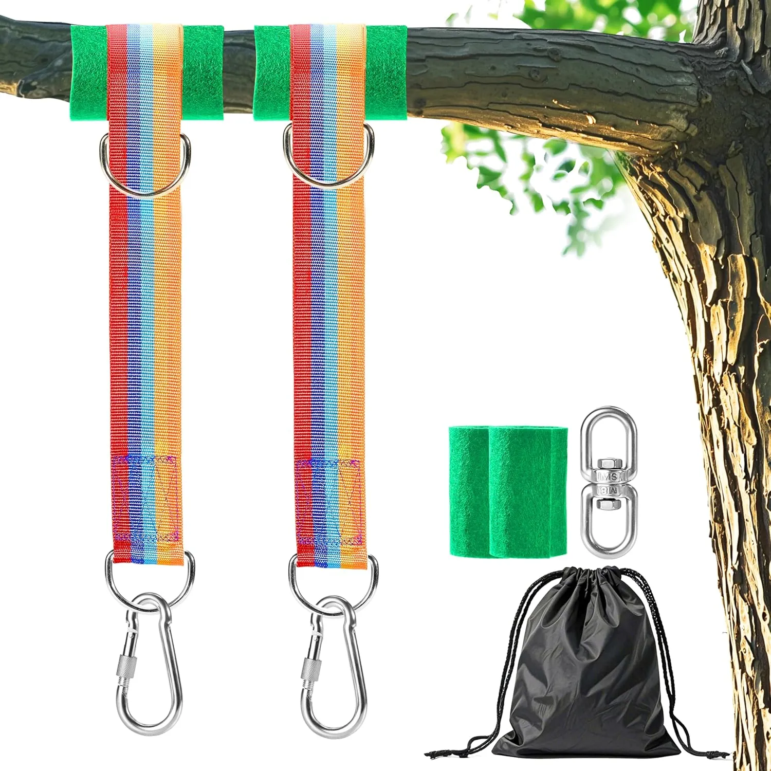 Safe Tree Swing Hanging Straps Kit, 3FT/10FT/15FT/20FT, Heavy Duty Holds 5500LBS Extra Long Adjustable Tree Swing Straps, Easy & Fast Way to Hang Any Swing or Hammock(20 FT)