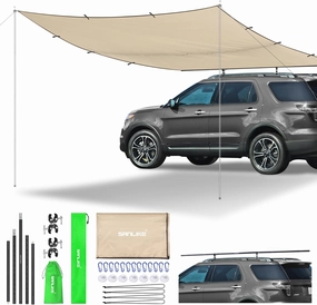 SAN LIKE Vehicle Awning Pole Outdoor Off-Road Camping Set, PU 3000mm Waterproof UV50  Car Side Awning Sun Shade for Most Jeep/SUV/Truck/Van