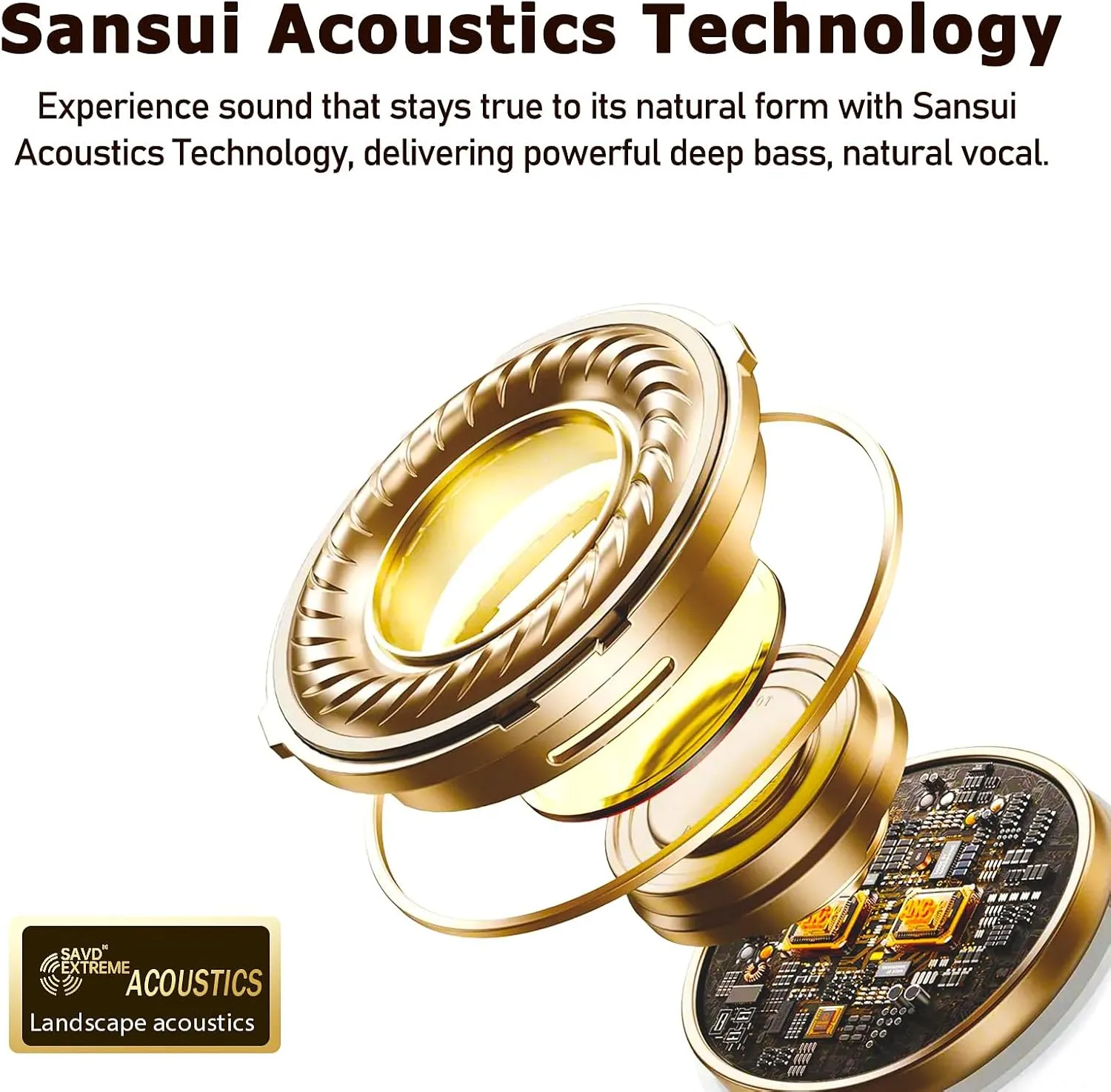 SANSUI Earbuds Wireless Bluetooth 5.4,ANC Noise Cancelling IPX4 Waterproof Stereo Headphones,up to 28 Hours of Battery Life,Deeper Bass,ENC Mics,W28 (Dolomite White)