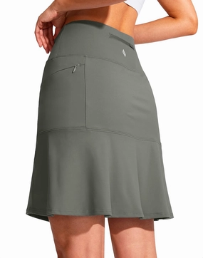 SANTINY 19" Golf Skorts Skirts for Women Zipper Pockets Knee Length Skort Women's High Waist Athletic Tennis Skirt