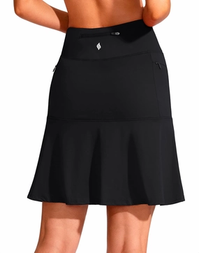 SANTINY 19" Golf Skorts Skirts for Women Zipper Pockets Knee Length Skort Women's High Waist Athletic Tennis Skirt