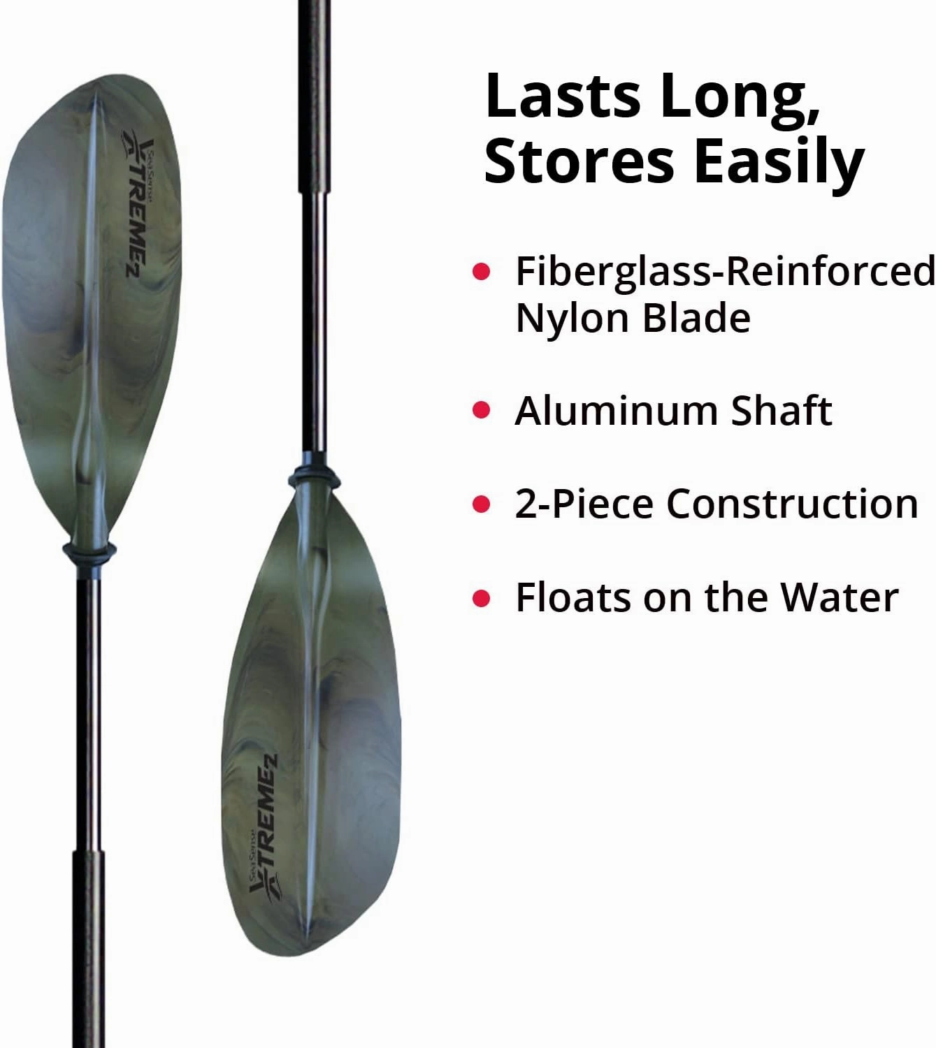 SeaSense Xtreme 2 Kayak Paddle, 84” - Fiberglass Reinforced Nylon Blades, 2-Piece Construction - Great for Sport, Sea, Whitewater, Recreational & Fishing Kayaking