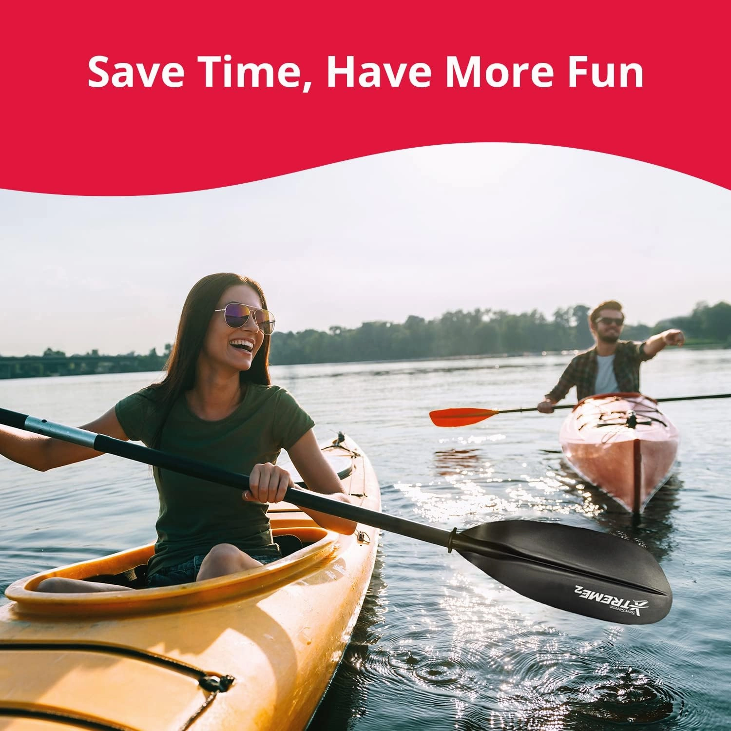 SeaSense Xtreme 2 Kayak Paddle, 96” - Fiberglass Reinforced Nylon Blades, 2-Piece Construction - Great for Sport, Sea, Whitewater, Recreational & Fishing Kayaking