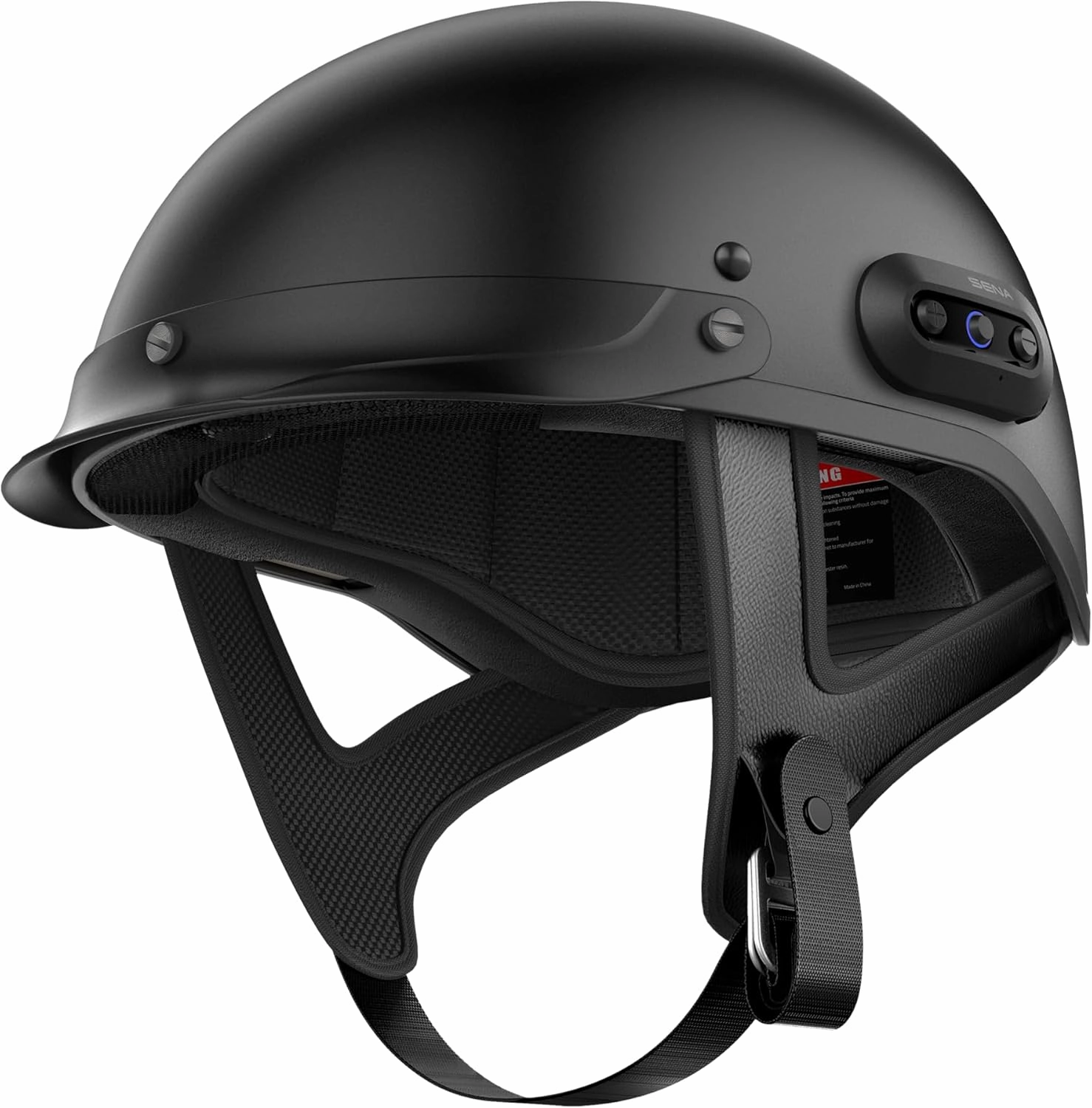 Sena Cavalry 2 Mesh Intercom Enabled Motorcycle Half Helmet, Integrated Communication System (Matte Black, Medium)