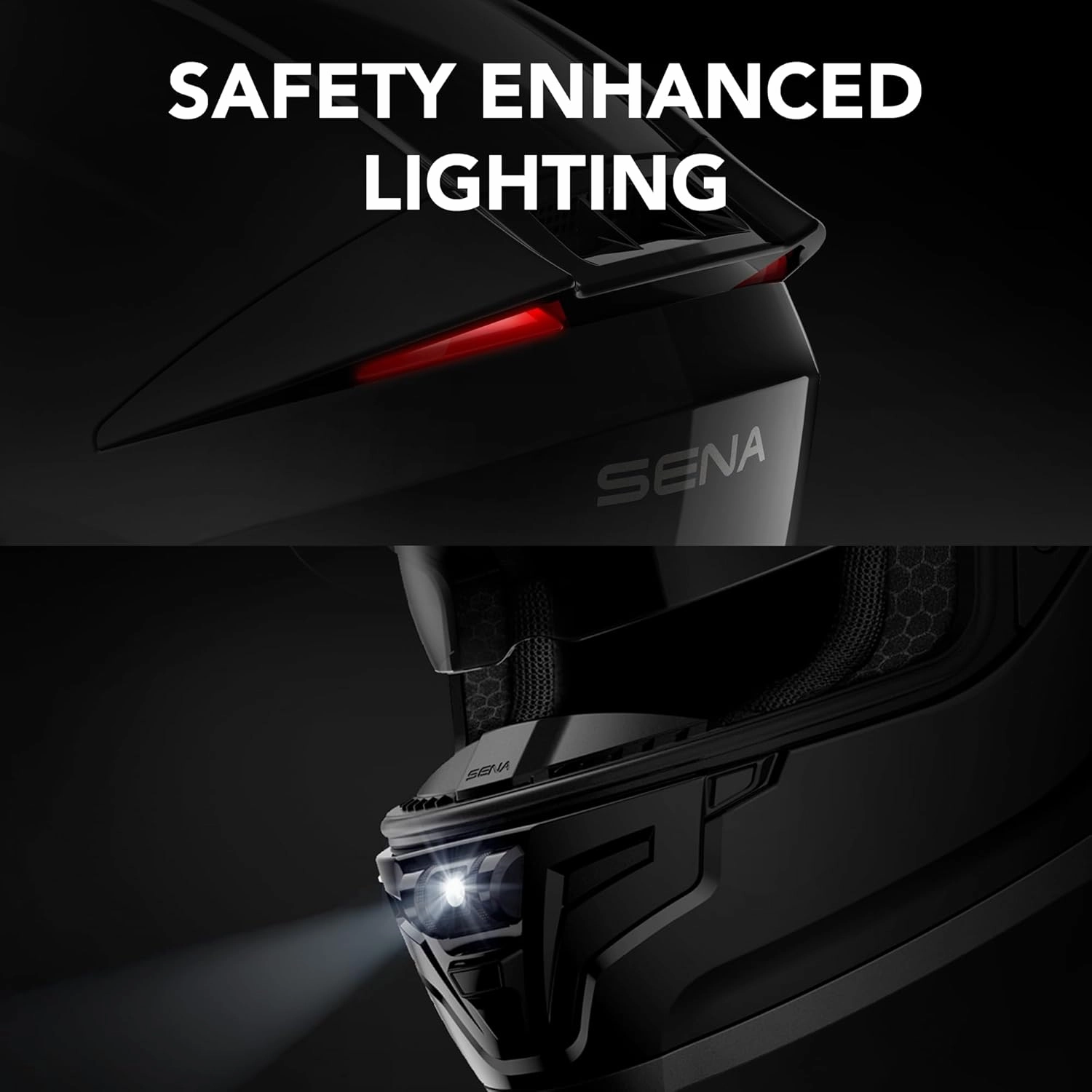 Sena Phantom Full Face Smart Motorcycle Helmet with Integrated Communications, LED Lighting, and 2nd Generation Sound by Harman Kardon