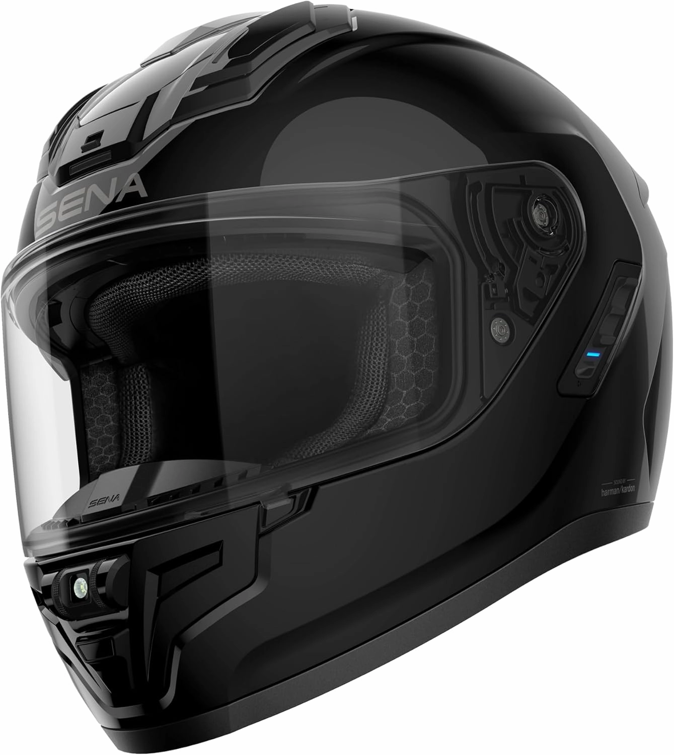 Sena Phantom Full Face Smart Motorcycle Helmet with Integrated Communications, LED Lighting, and 2nd Generation Sound by Harman Kardon