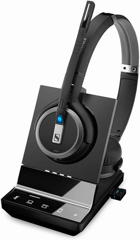 Sennheiser SDW 5066 (507024) - Double-Sided (Binaural) Wireless Dect Headset for Desk Phone Softphone/PC & Mobile Phone Connection Dual Microphone Ultra Noise Cancelling, Black