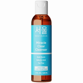 SeoulCeuticals Korean Acne Snail Cleanser Face Wash - Snail Mucin, Salicylic Acid & Tea Tree Acne Treatment for Sensitive Skin & K Beauty Glow 4oz