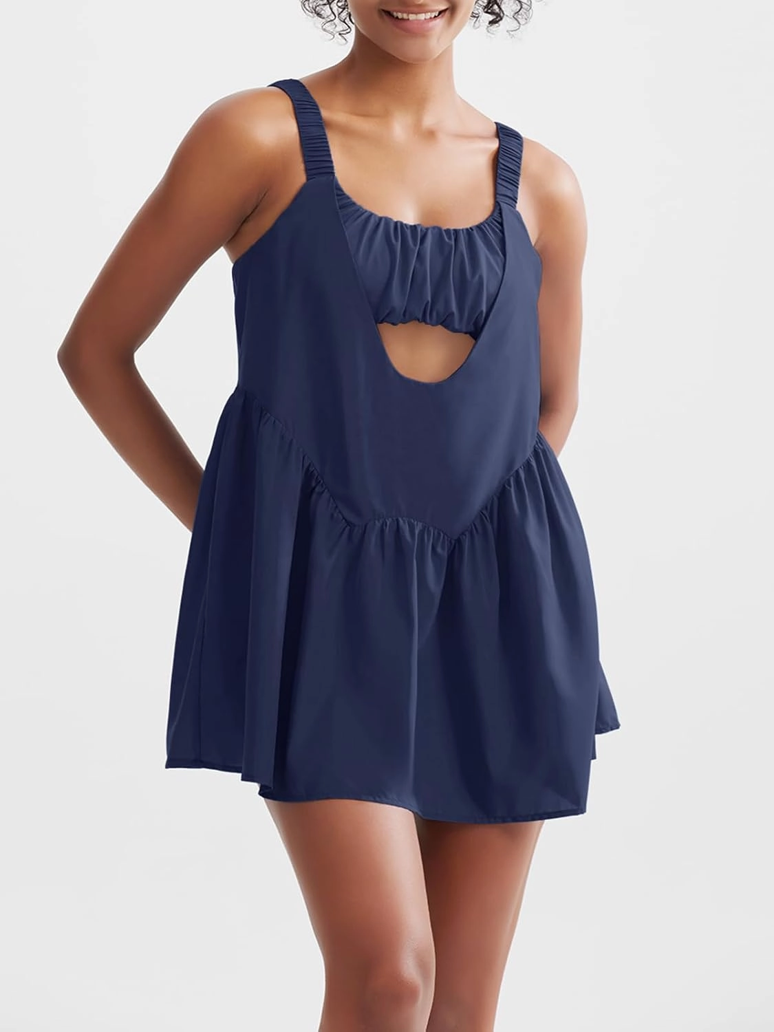 Sexyasasii Women Tennis Dress with Built in Shorts and Bra Sleeveless Casual Backless Golf Dress Athletic Dress with Pockets