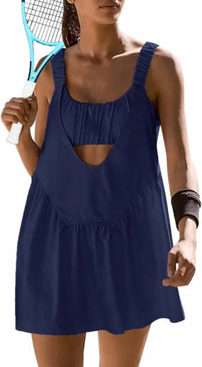 Sexyasasii Women Tennis Dress with Built in Shorts and Bra Sleeveless Casual Backless Golf Dress Athletic Dress with Pockets