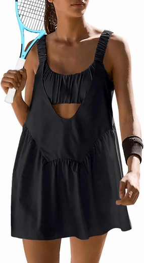 Sexyasasii Women Tennis Dress with Built in Shorts and Bra Sleeveless Casual Backless Golf Dress Athletic Dress with Pockets