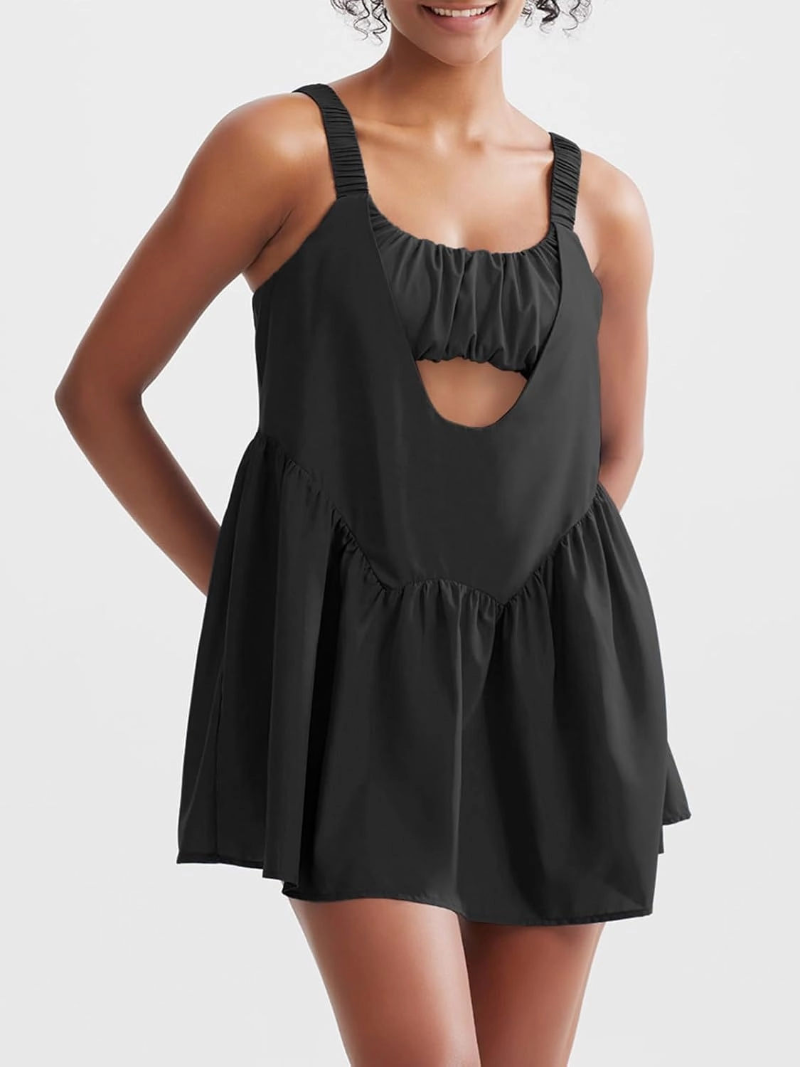 Sexyasasii Women Tennis Dress with Built in Shorts and Bra Sleeveless Casual Backless Golf Dress Athletic Dress with Pockets
