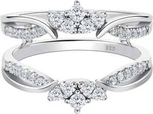 SHELOVES Rose Gold Plated Guard Ring Enhancers for Engagement Rings AAAAA Cz 925 Sterling Silver 5-12