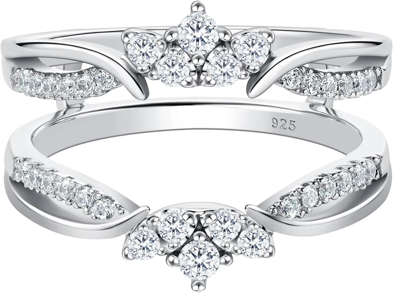 SHELOVES Rose Gold Plated Guard Ring Enhancers for Engagement Rings AAAAA Cz 925 Sterling Silver 5-12