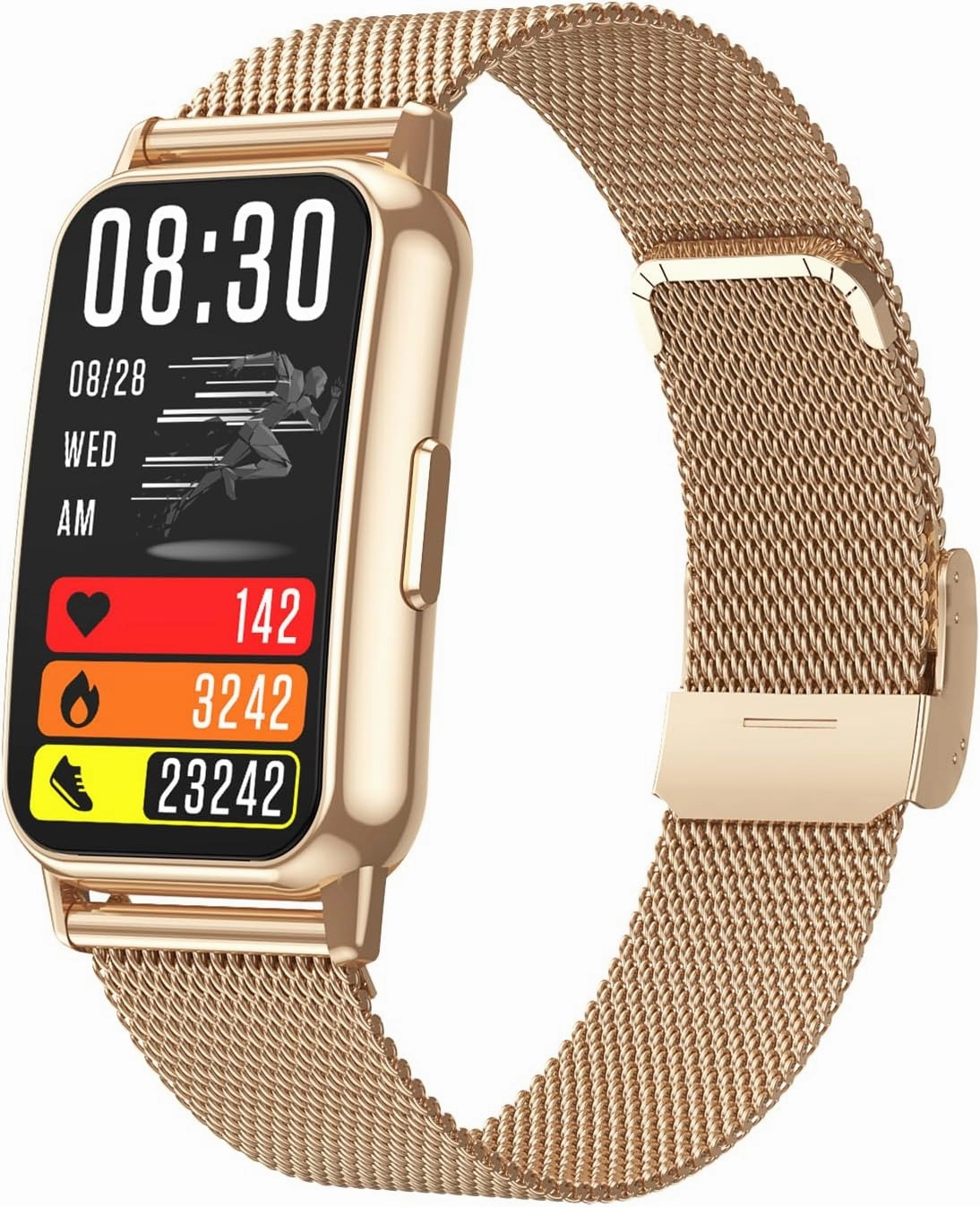 SHINRAN Health Smart Watches for Women, Fitness Activity Tracker Watch, Waterproof Blood Pressure Pedometer Watch with Blood Oxygen, Step Tracker, Heart Rate and Sleep Monitor, Gold