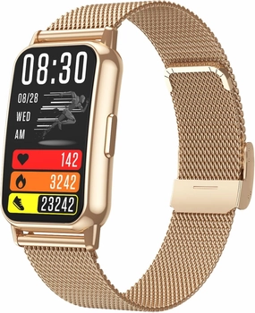 SHINRAN Health Smart Watches for Women, Fitness Activity Tracker Watch, Waterproof Blood Pressure Pedometer Watch with Blood Oxygen, Step Tracker, Heart Rate and Sleep Monitor, Gold