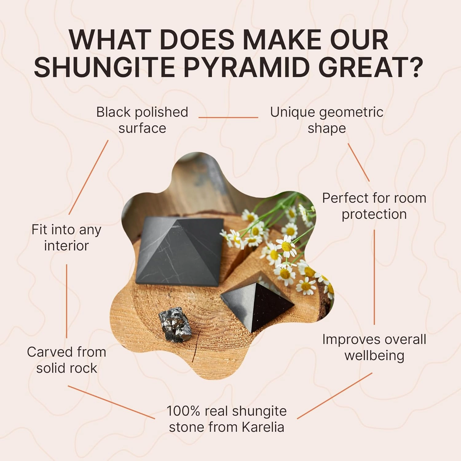 Shungite Stone Protection Pyramid 2.8" | Authentic Shungite Stones Protection Polished Pyramid 2.8 inches (7 cm) | Black Stone Crystal Pyramid for Whole House Protection and Meditation PP05