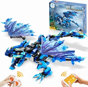 Sillbird Dragon Building Kit with Remote Control Stem Gifts for Kids Boys Ages 8-12, Technic Buildable Coding Toys for Birthday with 549 Pieces