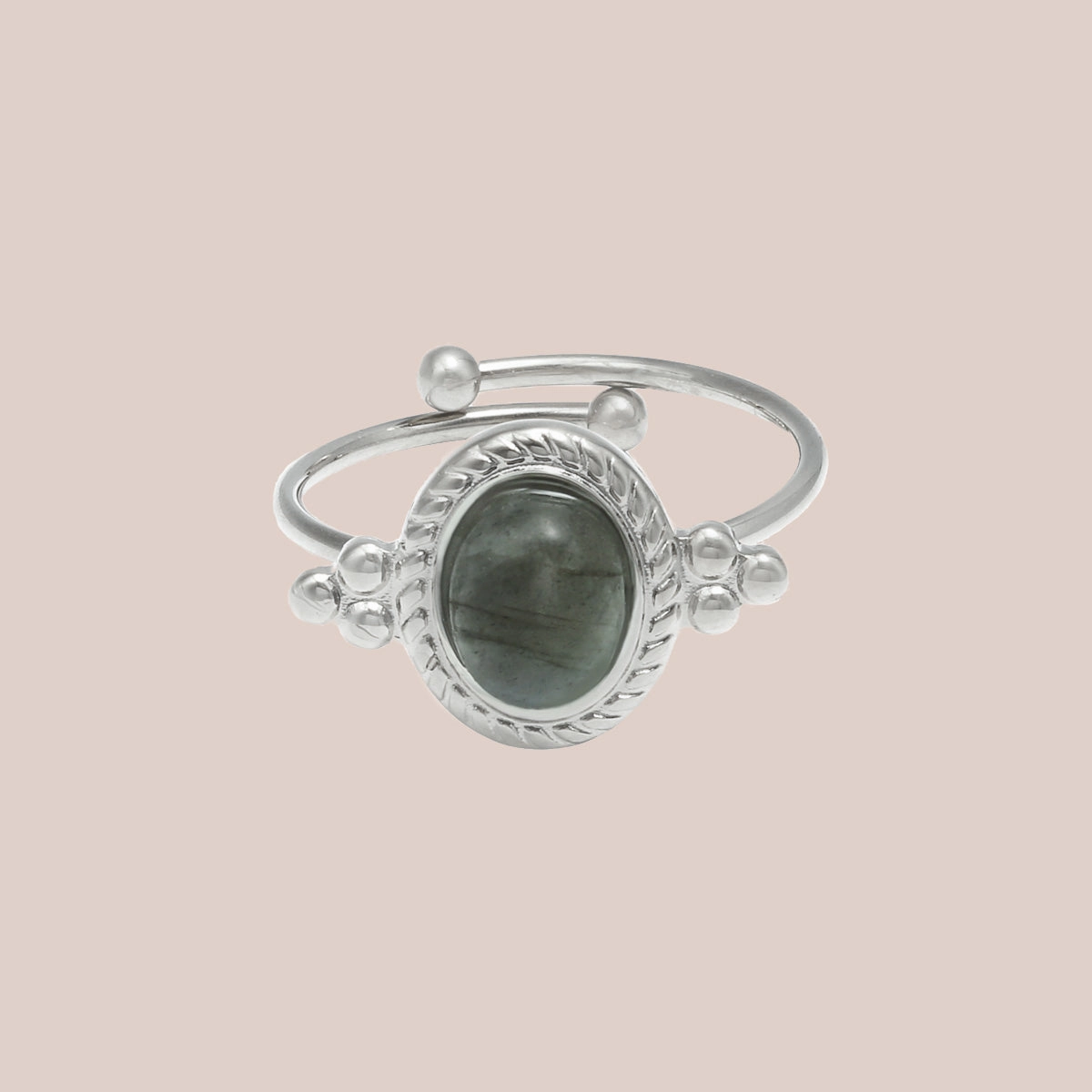 SILVER BIG GREY RING