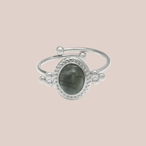 SILVER BIG GREY RING