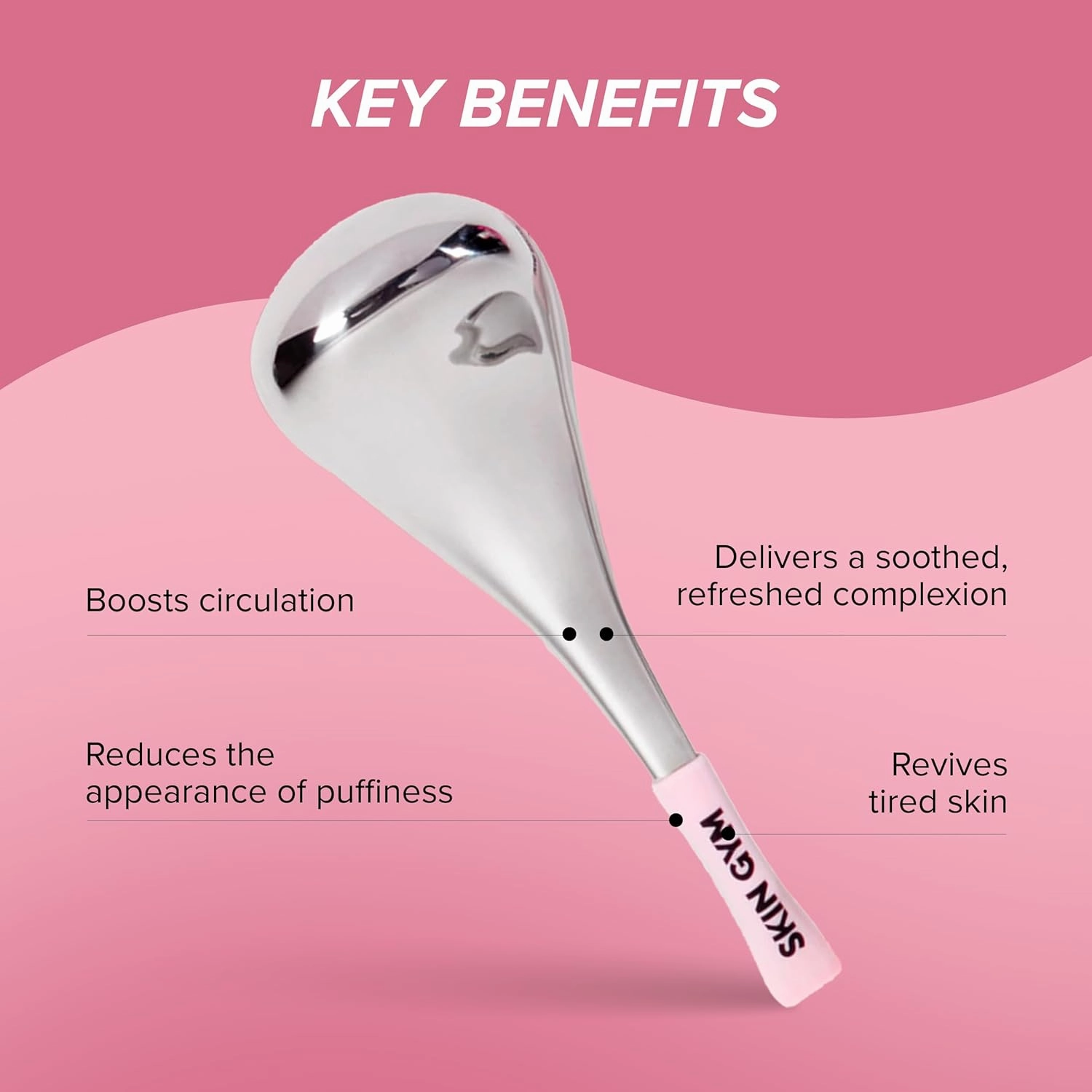 Skin Gym Cryo-Ice Massage Sticks, Stainless Steel Cooling Face Roller for Puffiness, Circulation & Lymphatic Drainage, Face & Neck Massager