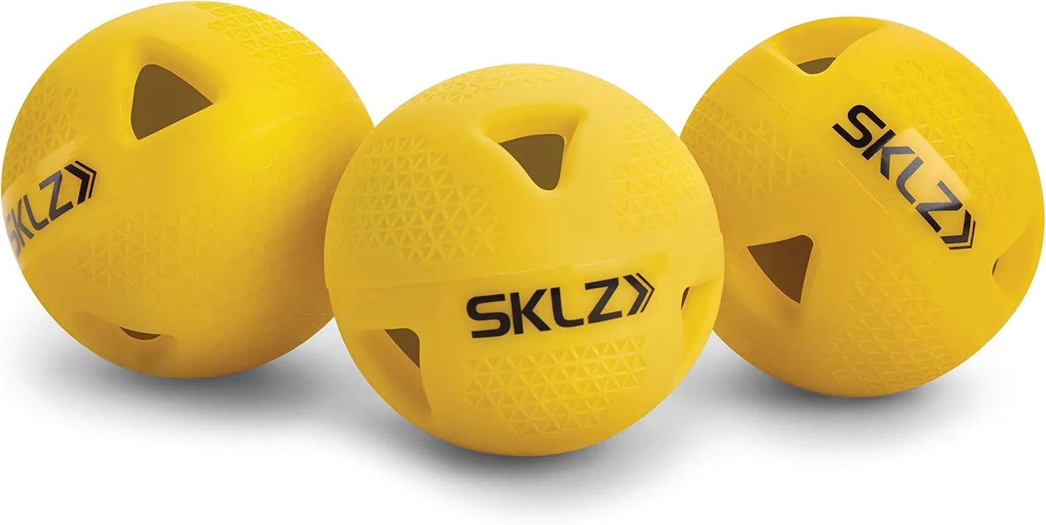 SKLZ Premium Impact Limited-Flight Training Baseballs, Perfect for Adding Power to Swing, Use Indoors Or Outdoors for Practice and Drills, Baseball, Softball, and Mini Balls, Yellow/Black