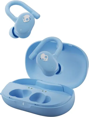 Skullcandy Push Play Active Wireless Earbuds, Bluetooth Headphones, Noise Isolating, 34 Hrs Battery, Secure-Fit Over-Ear Hanger, Sweat Water Resistant, Microphone for iPhone Android - Preppy Blue