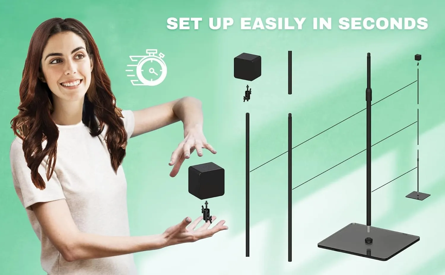 Skywin 2 Pack VR Glass Stand - Compatible with HTC VR Sensors - Base Station for Vive Steam VR and Rift Constellation Sensors (with Cable)